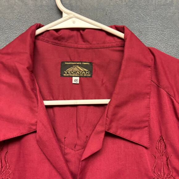 Yucatan Guayaberas Finas Shirt Mexico Made Mens 46 / US XL Embroider Button Down - Picture 7 of 15